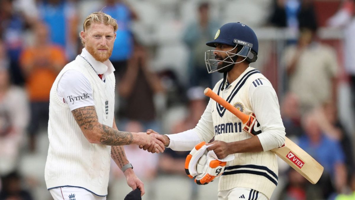 Ben Stokes and Ravindra Jadeja shook hands after Manchester Test end in a draw. AFP Ben Stokes and Ravindra Jadeja shook hands after Manchester Test end in a draw. AFP