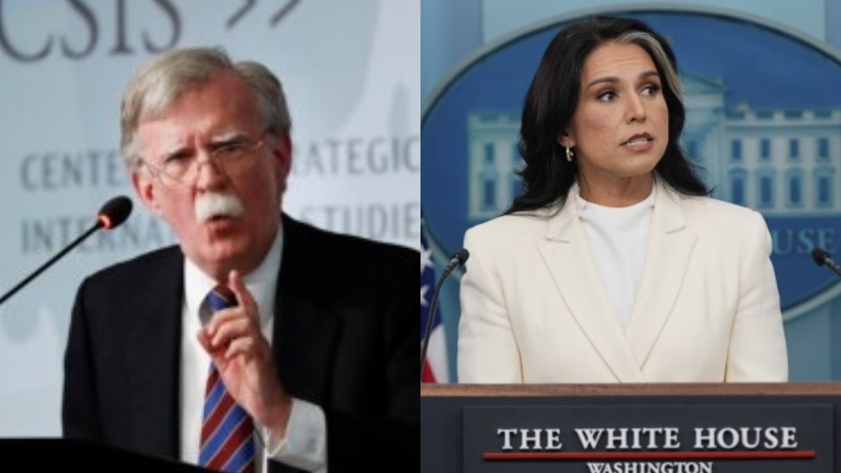Former US National Security Adviser John Bolton (L) slams US Director of National Intelligence Tulsi Gabbard (R). AP Former US National Security Adviser John Bolton (L) slams US Director of National Intelligence Tulsi Gabbard (R). AP