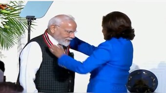 PM Modi being conferred with ‘The Order of the Republic of Trinidad and Tobago’ , the country's highest civilian honour. ANI