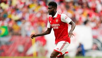 Former Arsenal midfielder Thomas Partey runs with the ball. AP