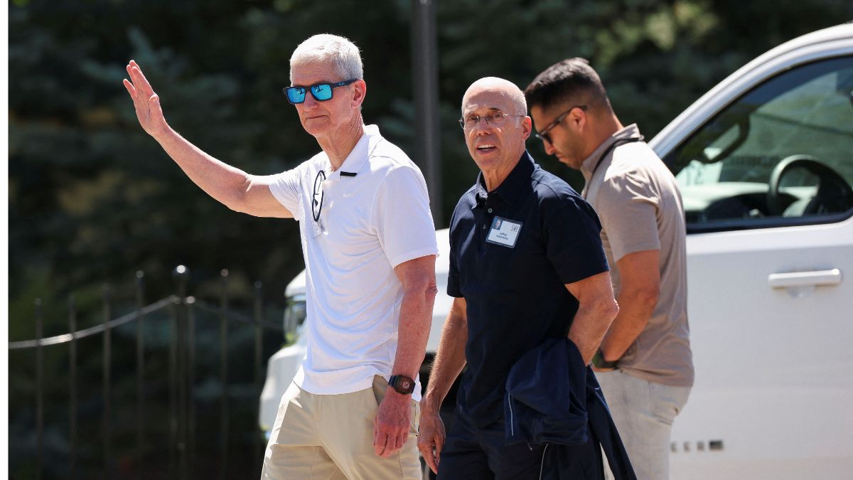 CEO of Apple Tim Cook and film producer Jeffrey Katzenberg attend the Allen and Company Sun Valley Media and Technology Conference at The Sun Valley Resort in Sun Valley, Idaho, US, July 10, 2025. File Image/Reuters CEO of Apple Tim Cook and film producer Jeffrey Katzenberg attend the Allen and Company Sun Valley Media and Technology Conference at The Sun Valley Resort in Sun Valley, Idaho, US, July 10, 2025. File Image/Reuters