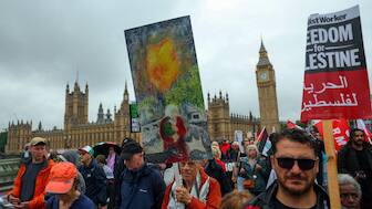 People take part in a 'National March for Palestine' protest in London, UK, July 19, 2025. File Image/Reuters