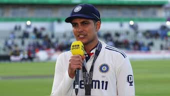 A still of Shubman Gill being interviewed following India's win at Edgbaston. AP
