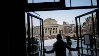 The Library of Columbia University is seen as students walk the campus in New York, US, December 16, 2017. File Photo/Reuters