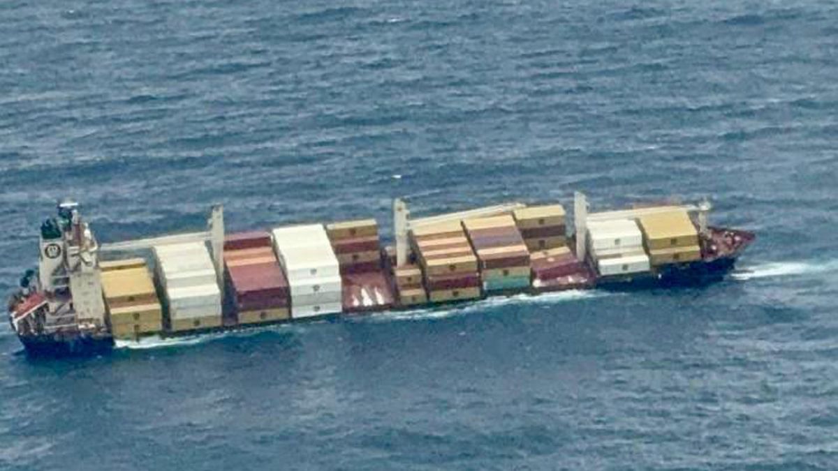 A Liberian container vessel capsized in Kerala in May. Image Courtesy:@IndiaCoastGuard via PTI Photo A Liberian container vessel capsized in Kerala in May. Image Courtesy:@IndiaCoastGuard via PTI Photo