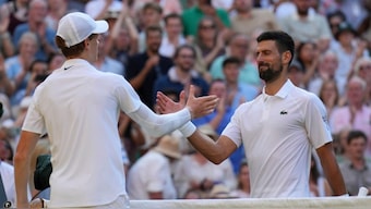 Jannik Sinner beats Novak Djokovic in the semi-final of Wimbledon 2025. AP