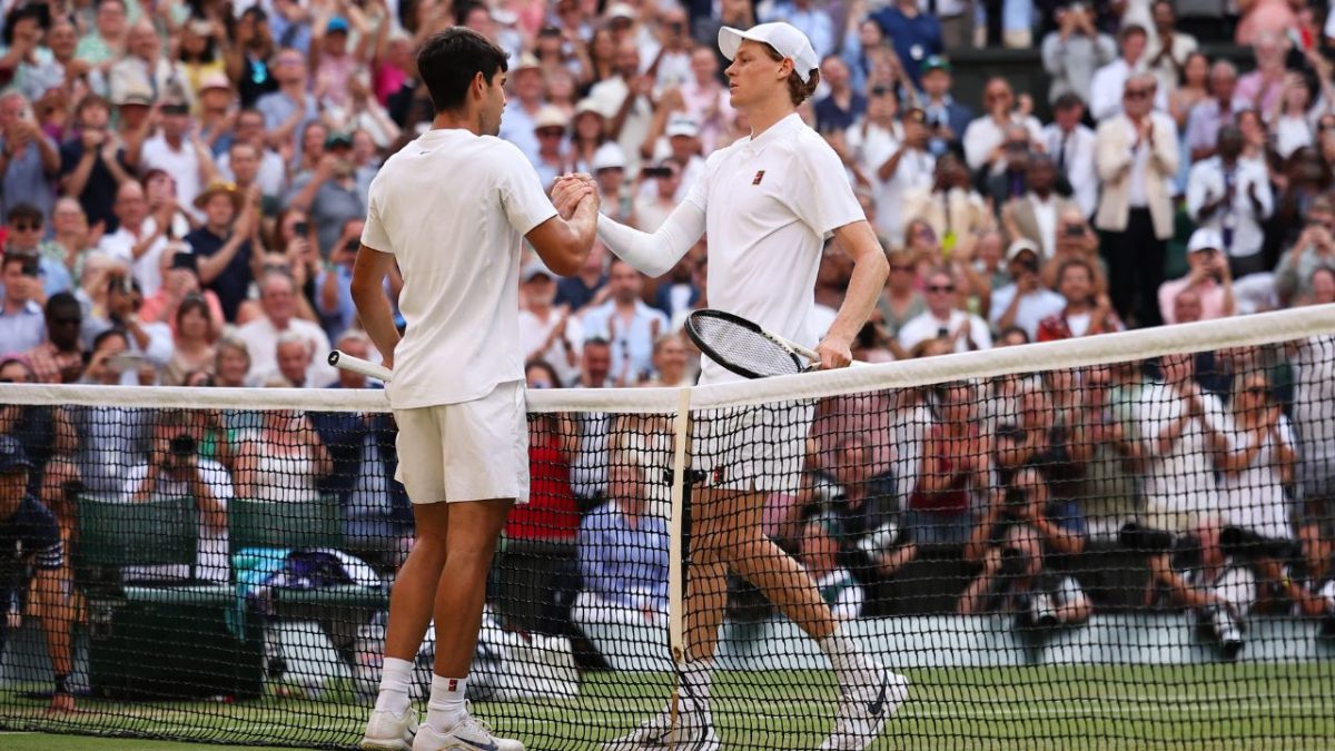 A still of Carlos Alcaraz and Jannik Sinner from their clash at the Wimbledon 2025. AP A still of Carlos Alcaraz and Jannik Sinner from their clash at the Wimbledon 2025. AP