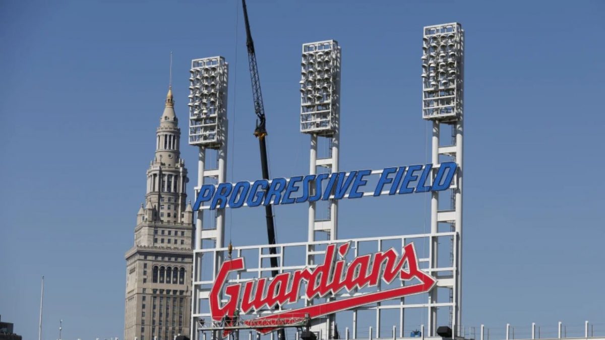 Cleveland Guardians sign above the scoreboard at Progressive Field. AP Cleveland Guardians sign above the scoreboard at Progressive Field. AP