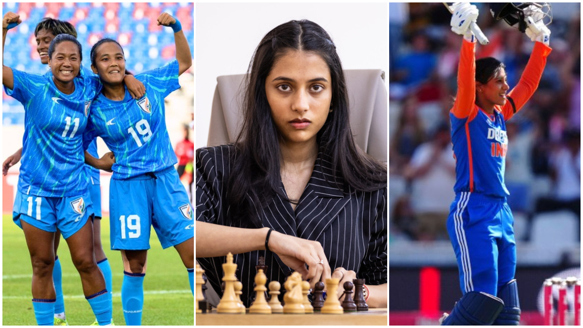 Whether football, chess or the national religion cricket, 2025 has been a milestone year for women's sport in India. Image credit: AIFF/FIDE/AP Whether football, chess or the national religion cricket, 2025 has been a milestone year for women's sport in India. Image credit: AIFF/FIDE/AP