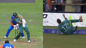 AB de Villiers helped South Africa beat India with some eye-catching cricket. Images: FanCode
