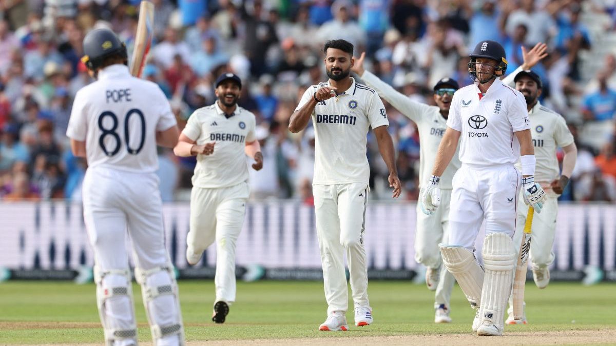 The moment Akash Deep dismissed Joe Root in the 2nd Test at Edgbaston. Image: AFP The moment Akash Deep dismissed Joe Root in the 2nd Test at Edgbaston. Image: AFP