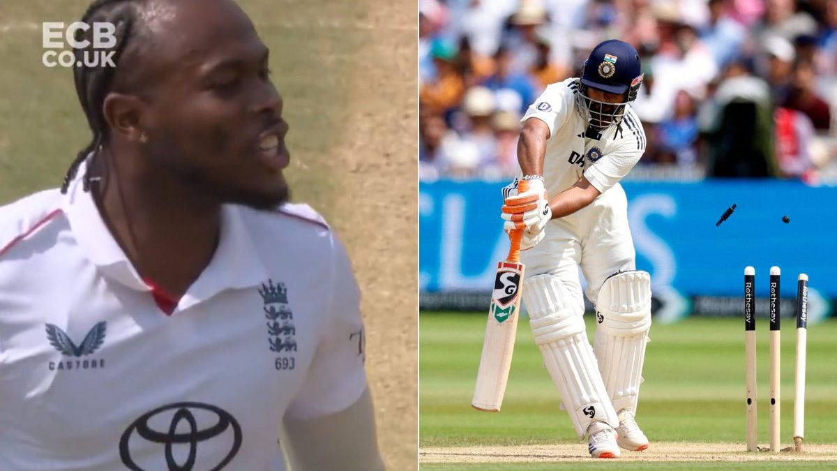 Jofra Archer gave a fiery send-off to Rishabh Pant on Day5 of the third Test at Lord's. Image: X-ECB/Reuters Jofra Archer gave a fiery send-off to Rishabh Pant on Day5 of the third Test at Lord's. Image: X-ECB/Reuters