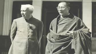 The 14th Dalai Lama with then Indian PM Jawaharlal Nehru. Image Courtesy: tibetmusueum.org