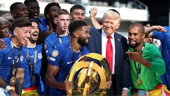 Donald Trump after Chelsea won against Paris St Germain in the FIFA Club World Cup final. Image: Reuters