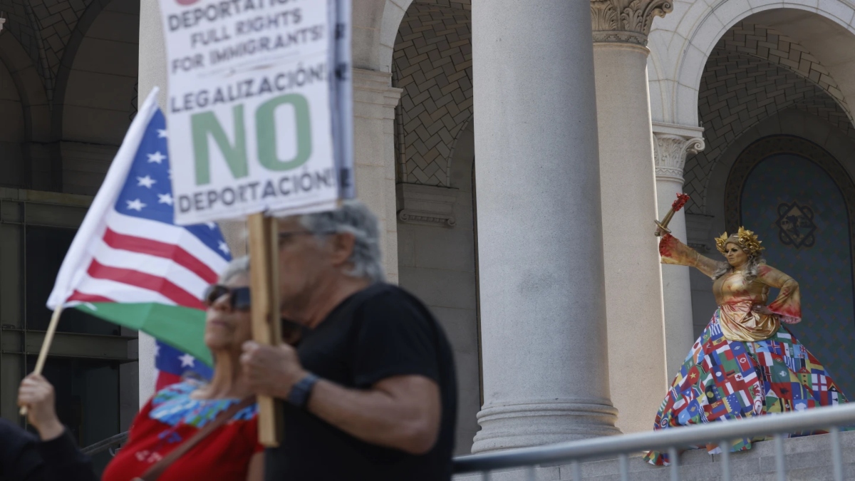 Demonstrators take part in a protest against President Donald Trump’s policies on Friday, July 4, 2025 in Los Angeles. AP Demonstrators take part in a protest against President Donald Trump’s policies on Friday, July 4, 2025 in Los Angeles. AP