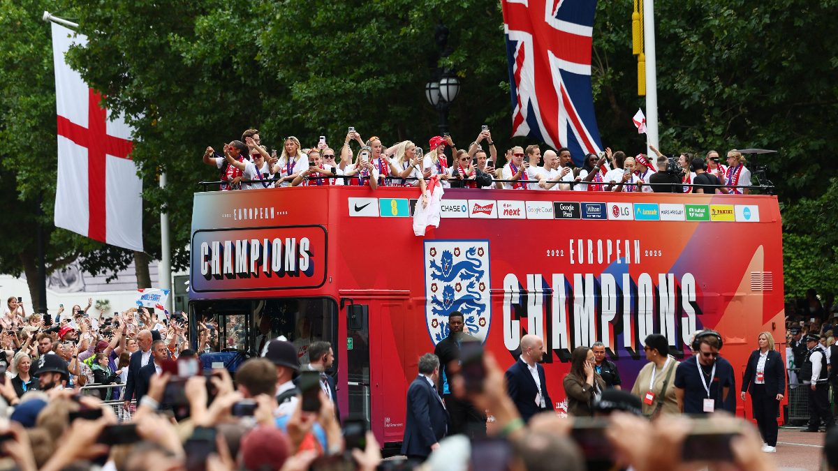 Watch England victory parade videos as thousands celebrate Euro 2025 win. Image: Reuters
Watch England victory parade videos as thousands celebrate Euro 2025 win. Image: Reuters