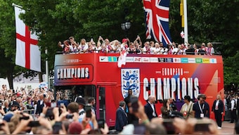 Watch England victory parade videos as thousands celebrate Euro 2025 win. Image: Reuters
