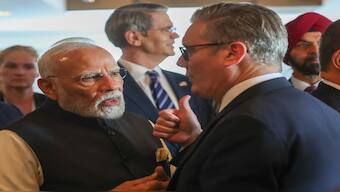 Prime Minister Narendra Modi meets UK Prime Minister Keir Starmer on the sidelines of the G7 Summit at Kananaskis, in Alberta, Canada. File image/PTI