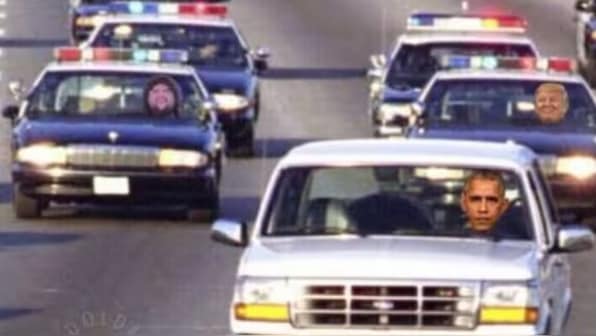 Trump drops meme bomb on Obama again, depicts him in OJ Simpson white Ford Bronco police chase