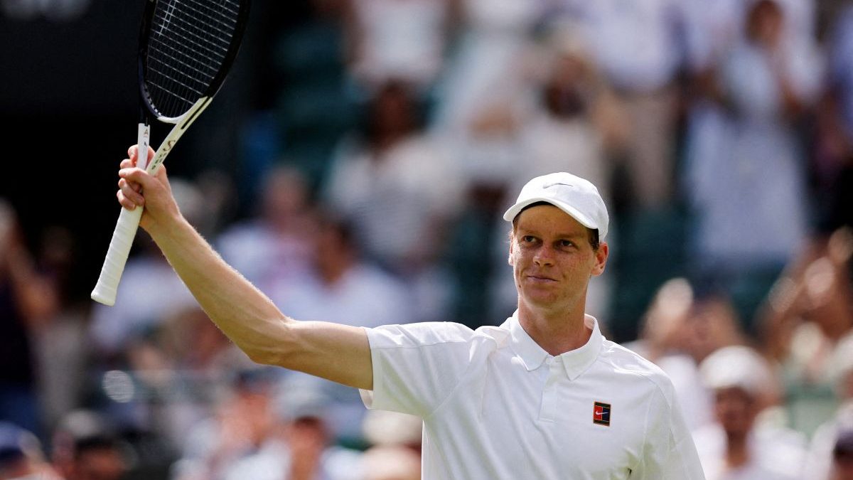 Jannik Sinner celebrates winning his first round match. Image: Reuters Jannik Sinner celebrates winning his first round match. Image: Reuters