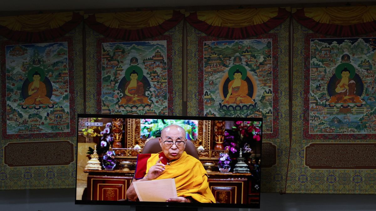 Tibetan spiritual leader Dalai Lama addresses via a video message at the inaugural session at the 15th Tibetan Religious Conference at the Dalai Lama Library and Archive near Tsuglagkhang, also known as Dalai Lama's Temple complex, in the northern hill town of Dharamshala, India. Reuters Tibetan spiritual leader Dalai Lama addresses via a video message at the inaugural session at the 15th Tibetan Religious Conference at the Dalai Lama Library and Archive near Tsuglagkhang, also known as Dalai Lama's Temple complex, in the northern hill town of Dharamshala, India. Reuters