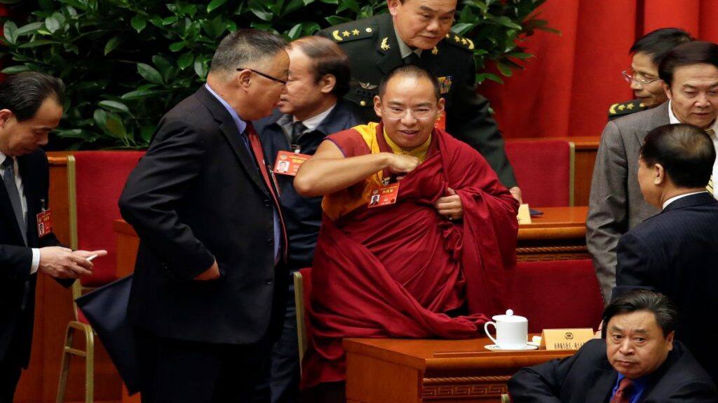Gyaltsen Norbu, China's 11th Panchen Lama at the opening ceremony of CPPCC with other delegates at the Great Hall of the People in Beijing. Tibetans often call him a stooge of the Chinese Communist Party. File image/Reuters