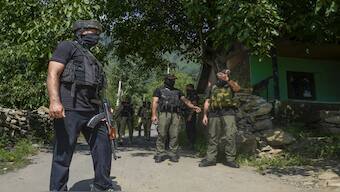 Security personnel keep vigil after after Operation Mahadev in which three terrorists were killed in an encounter, near Dachigam in Srinagar district, Jammu and Kashmir. PTI