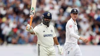 Rishabh Pant celebrates his half-century in second innings of Edgbaston Test. Image: Reuters