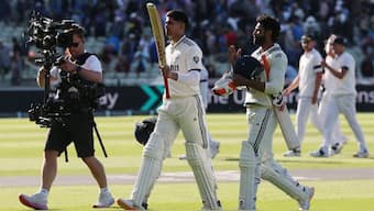 Shubman Gill and Ravindra Jadeja after the end of Day 1. Image: Reuters