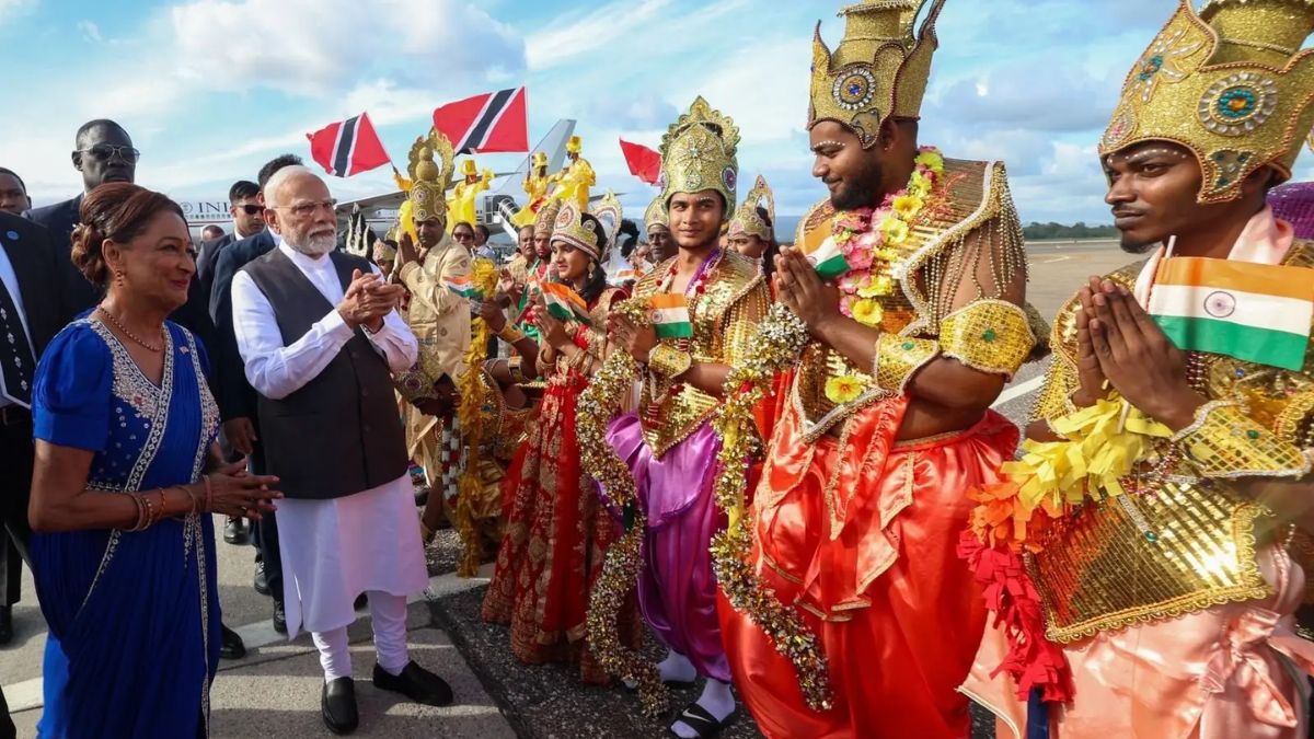 PM Modi arrives in Trinidad and Tobago shares glimpses from his grand welcome. Image courtesy; X/@narendramodi PM Modi arrives in Trinidad and Tobago shares glimpses from his grand welcome. Image courtesy; X/@narendramodi