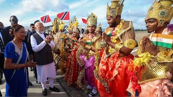 PM Modi arrives in Trinidad and Tobago shares glimpses from his grand welcome. Image courtesy; X/@narendramodi