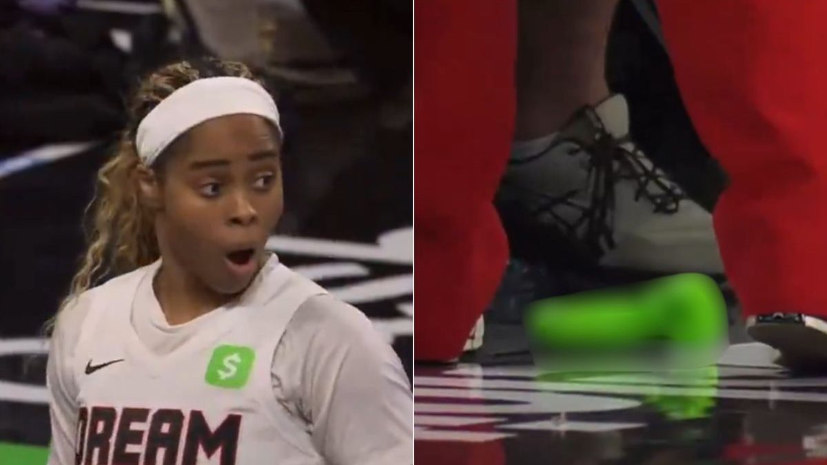 A sex toy landed on the court in the middle of a WNBA game. X/@TWDTV1 A sex toy landed on the court in the middle of a WNBA game. X/@TWDTV1