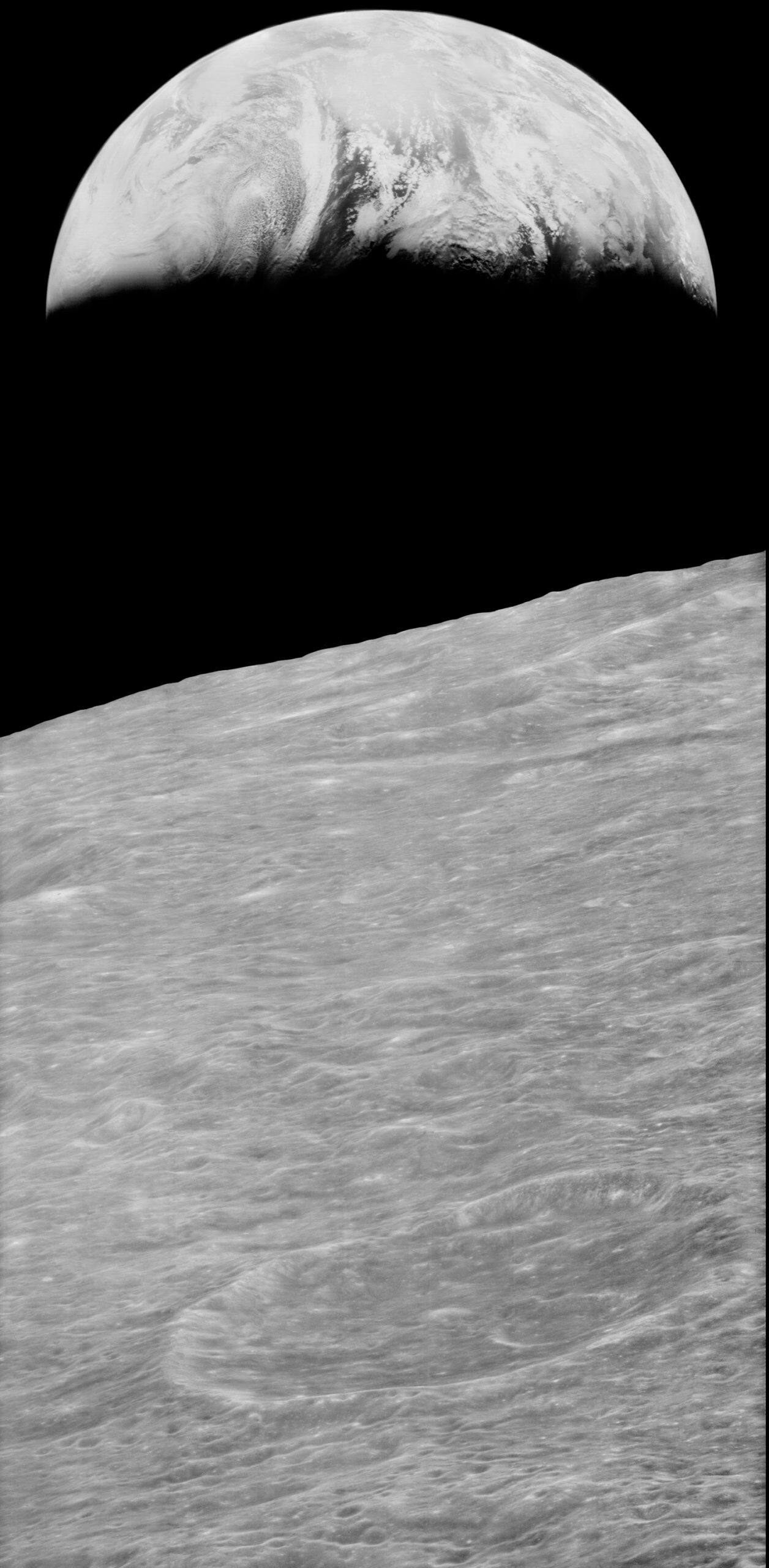 This image of the Earth has been recovered by Nasa from the Lunar Orbiter, and released by Nasa, November 13, 2008. Between 1966 and 1967 NASA sent five Lunar Orbiter spacecraft to the Moon. File Image