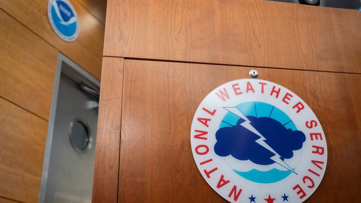 The National Weather Service logo is displayed at the National Hurricane Center (NHC) during a news conference in Miami, Florida, US. Reuters The National Weather Service logo is displayed at the National Hurricane Center (NHC) during a news conference in Miami, Florida, US. Reuters