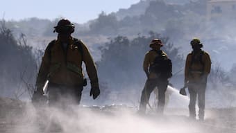 (File) Firefighters tackle the Juniper Fire in Riverside County, California, US ON June 30, 2025.  Reuters