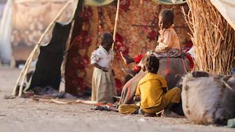 Displaced children play, following Rapid Support Forces (RSF) attacks on Zamzam displacement camp, as they shelter in the town of Tawila, North Darfur, Sudan. File image/ Reuters