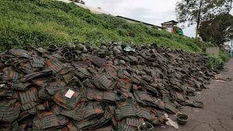 Abandoned Personal Protective Equipment (PPE) that belonged to the Armed Forces of the Democratic Republic of Congo (FARDC) is seen at Goma airport after the town was seized by the M23 rebels, in Goma, Democratic Republic of Congo. File image/ Reuters