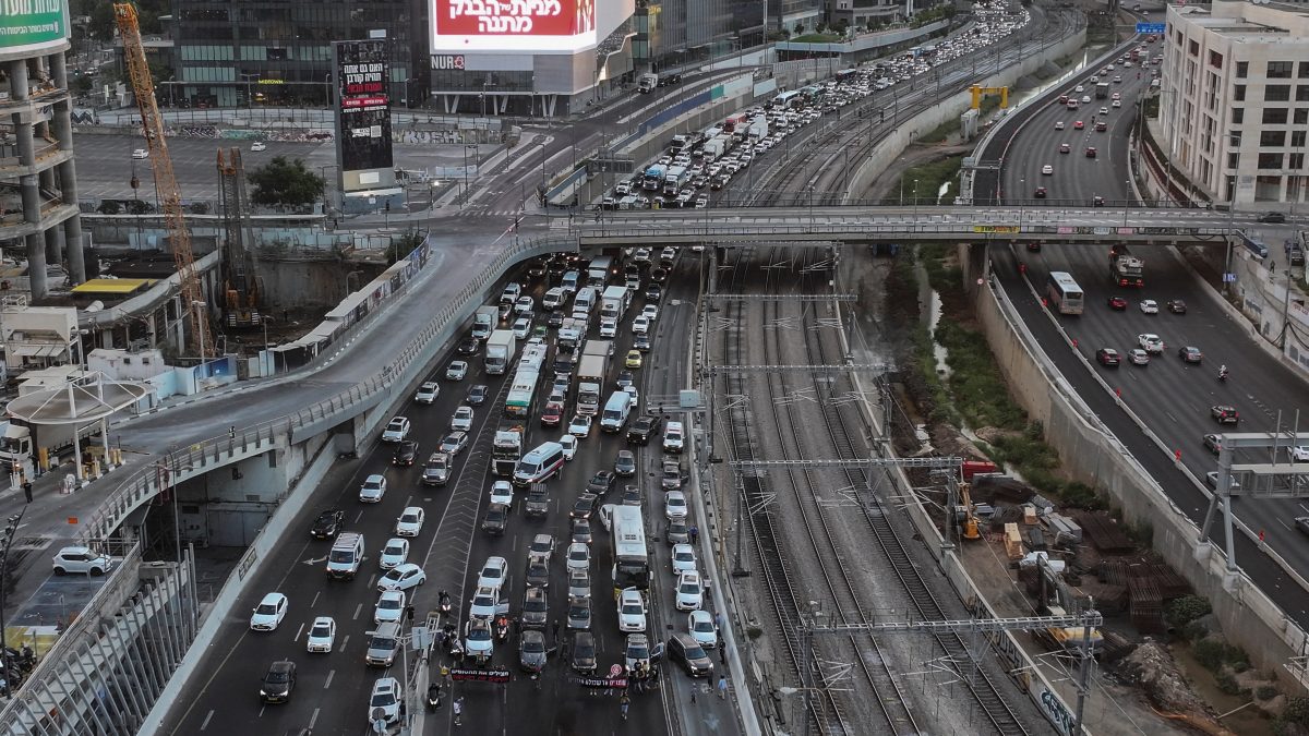 A drone view of protesters setting fire and blocking the Ayalon highway in Tel Aviv during a demonstration demanding the immediate end of the war and the release of all hostages who were kidnapped during the deadly October 7, 2023, attack on Israel by Hamas, in Tel Aviv, Israel. Reuters A drone view of protesters setting fire and blocking the Ayalon highway in Tel Aviv during a demonstration demanding the immediate end of the war and the release of all hostages who were kidnapped during the deadly October 7, 2023, attack on Israel by Hamas, in Tel Aviv, Israel. Reuters