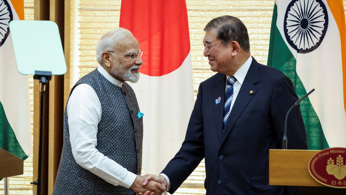 India's Prime Minister Narendra Modi and Japan's Prime Minister Shigeru Ishiba shake hands during a joint press conference in Tokyo, Japan. Reuters India's Prime Minister Narendra Modi and Japan's Prime Minister Shigeru Ishiba shake hands during a joint press conference in Tokyo, Japan. Reuters