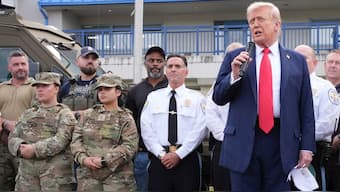 Trump met federal law enforcement officers in Washington, DC. AP
