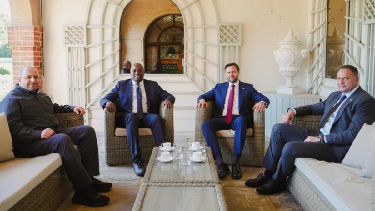 US Vice President JD Vance and UK Foreign Secretary David Lammy hold talks with Ukrainian security officials. FCDO US Vice President JD Vance and UK Foreign Secretary David Lammy hold talks with Ukrainian security officials. FCDO