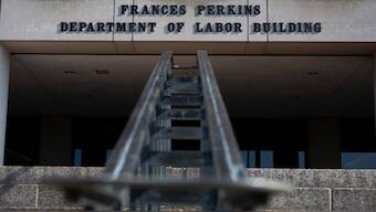 The entrance to the US Department of Labor building in Washington, DC, on August 4, 2025. AFP