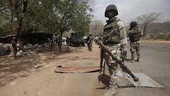 Nigerian soldiers man a checkpoint in Gwoza, Nigeria. File image/ AP