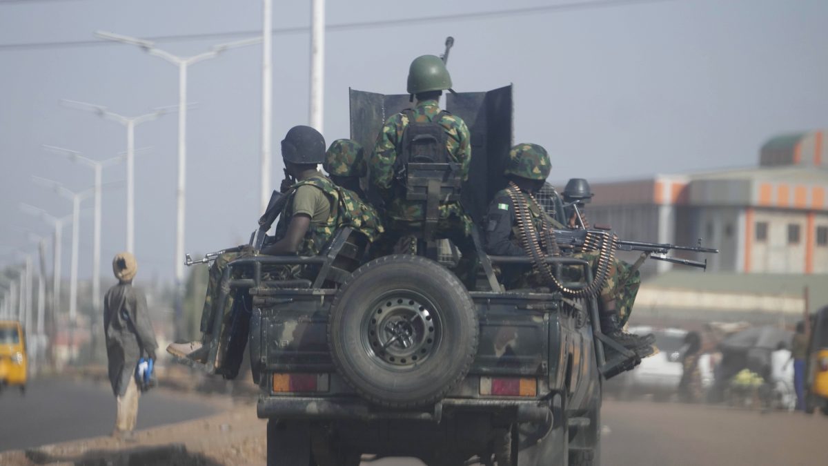 Nigeria army patrols along the Kaduna Birnin Gwari area in Nigeria. File image/ AP Nigeria army patrols along the Kaduna Birnin Gwari area in Nigeria. File image/ AP