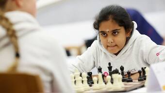 Bodhana Sivanandan in deep concentration during a match. Reuters