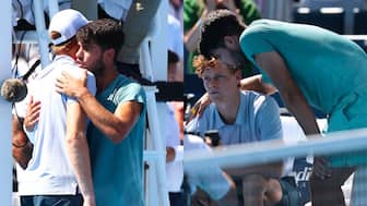 Carlos Alcaraz showed a lot of support to Jannik Sinner after he pulled out midway during the Cincinnati Open final. Image: Cincinnati Open on X
