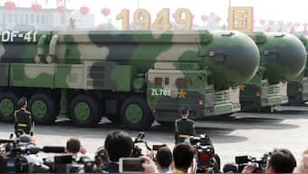 Military vehicles carrying DF-41 intercontinental ballistic missiles travel past Tiananmen Square during the military parade marking the 70th founding anniversary of People's Republic of China, on its National Day in Beijing, China, October 1, 2019. File Image/Reuters