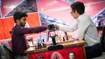 It was another comeback win by world champion D Gukesh as he stopped Fabiano Caruana from making a new chess record. Image: Grand Chess Tour
