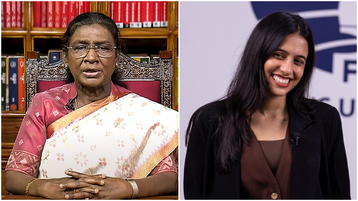 President Droupadi Murmu made special mention of Grandmaster Divya Deshmukh for her triumph at the FIDE Women's World Cup in Batumi while discussing the country's growth in sports, especially chess. Image credit: PTI/FIDE President Droupadi Murmu made special mention of Grandmaster Divya Deshmukh for her triumph at the FIDE Women's World Cup in Batumi while discussing the country's growth in sports, especially chess. Image credit: PTI/FIDE
