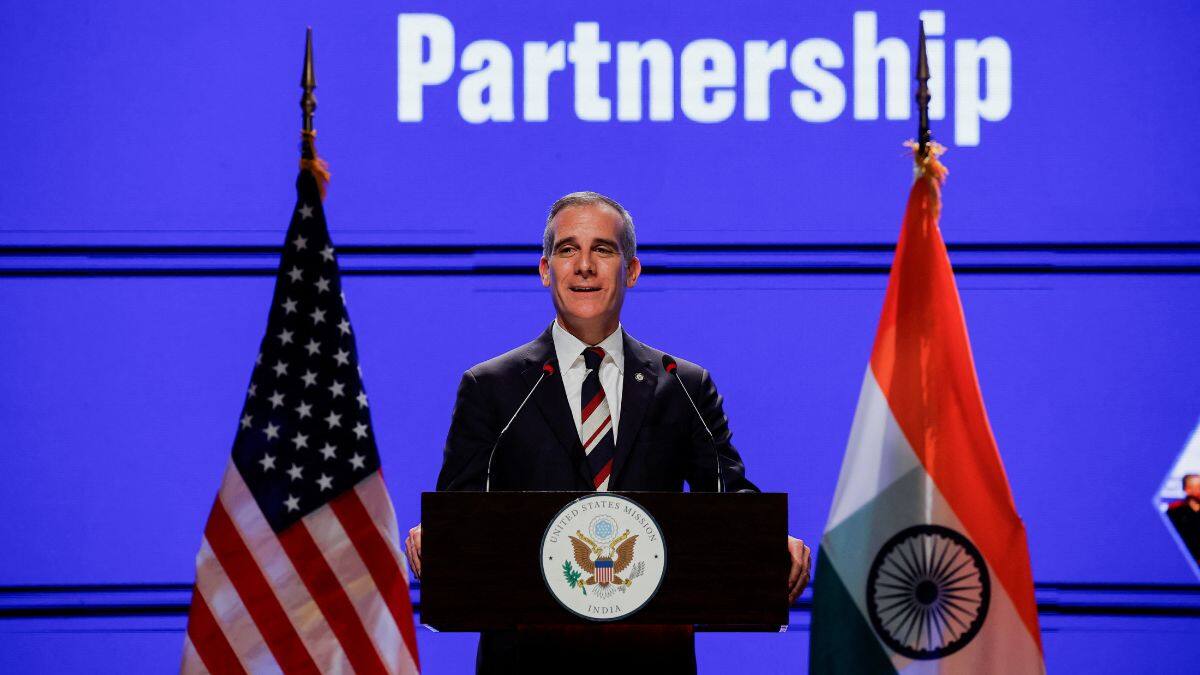 Eric Garcetti, then-United States Ambassador to India, speaks at an event at the Indian Institute of Technology in New Delhi, India, January 6, 2025. File Image/Reuters